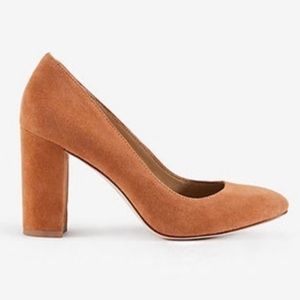 Ann Taylor Emeline Suede Block Heel Pumps Camel